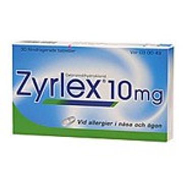 Zyrlex® Filmdragerad tablett Filmdragerad tablett 10 mg Cetirizin 30 styck
