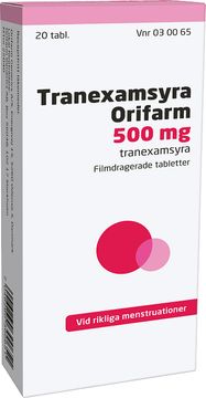Tranexamsyra Orifarm Filmdragerad tablett 500 mg Tranexamsyra 20 styck