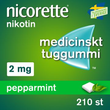 Nicorette Pepparmint 2 mg Medicinskt nikotintuggummi, 210 st