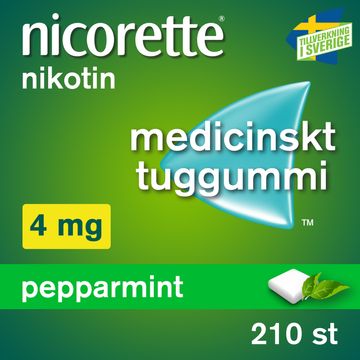 Nicorette Pepparmint 4 mg Medicinskt nikotintuggummi, 210 st