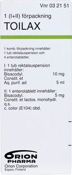Toilax Enterotablett + rektalsuspension 5 mg + 10 mg/5 ml 1 styck