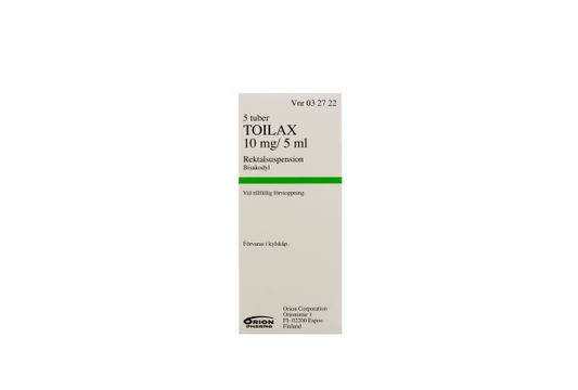 Toilax Rektalsuspension 10 mg/5 ml 5 x 5 milliliter Toilax Rektalsuspension 10 mg/5 ml 5 x 5 milliliter