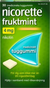 Nicorette Fruktmint 4 mg Nikotin, Medicinskt tuggummi, 30 styck