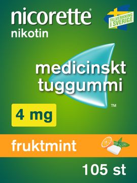 Nicorette Fruktmint 4 mg Medicinskt nikotintuggummi, 105 st