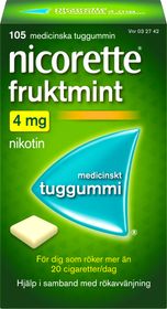 Nicorette Fruktmint 4 mg Nikotin, Medicinskt tuggummi, 105 styck