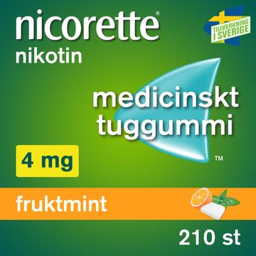 Nicorette Fruktmint 4 mg Medicinskt nikotintuggummi, 210 st