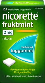 Nicorette Fruktmint 2 mg Nikotin, Medicinskt tuggummi, 105 styck