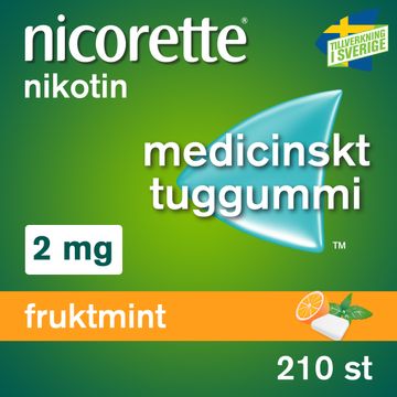 Nicorette Fruktmint 2 mg Medicinskt nikotintuggummi, 210 st