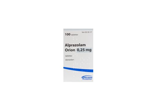 Alprazolam Orion Tablett 0,25 mg Alprazolam 100 tablett(er)