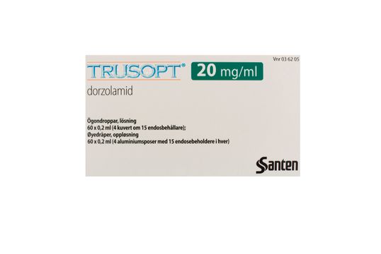 Trusopt Ögondroppar, lösning i endosbehållare 20 mg/ml Dorzolamid 4 x 15 x 0,2 milliliter