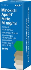 Minoxidil Apofri Forte 50 mg/ml Minoxidil, Kutan lösning, 60 milliliter