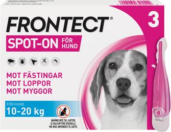 Frontect 10-20 kg Fipronil, kombinationer, Spot-on, lösning, 3 x 2 milliliter