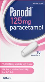 Panodil 125 mg Paracetamol, Suppositorium, 10 styck