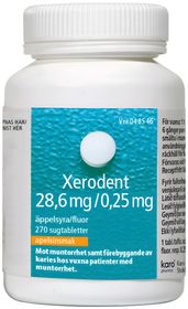 Xerodent 28,6 mg/0,25 mg Kombinationer, Sugtablett, 270 styck