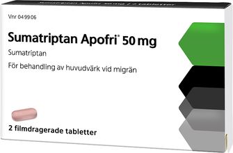 Sumatriptan Apofri 50 mg Sumatriptan, Filmdragerad tablett, 2 tablett(er)