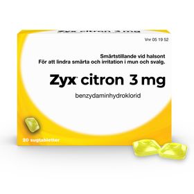 Zyx citron 3 mg Bensydamin, Sugtablett, 20 tablett(er)