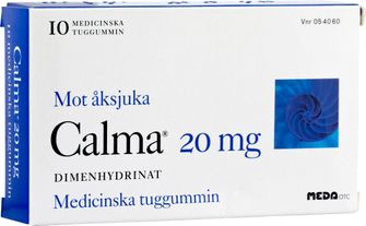 Calma 20 mg Dimenhydrinat, Medicinskt tuggummi, 10 styck