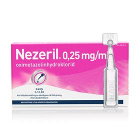 Nezeril 0,25 mg/ml Oximetazolin, Näsdroppar, lösning i endosbehållare, 2 x 10 x 0,1 milliliter