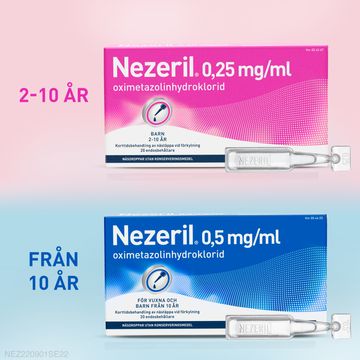 Nezeril Näsdroppar, lösning i endosbehållare 0,5  mg/ml Oximetazolin 2 x 10 x 0,1 milliliter