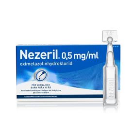 Nezeril 0,5 mg/ml Oximetazolin, Näsdroppar, lösning i endosbehållare, 2 x 10 x 0,1 milliliter