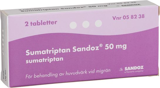 Sumatriptan Sandoz 50 mg Sumatriptan, tablett, 2 st