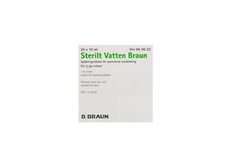 Sterilt vatten Braun Lösningar, spädningsvätskor och spolvätskor, Spädningsvätska för parenteral användning, 20 x 10 milliliter