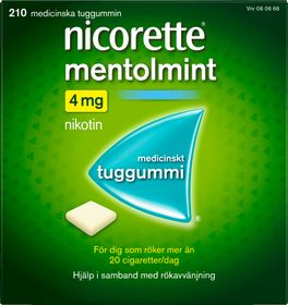 Nicorette Mentolmint 4 mg Nikotin, Medicinskt tuggummi, 210 styck