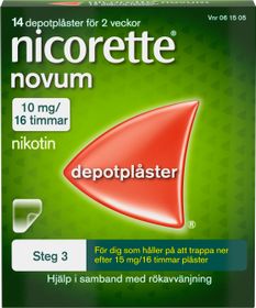 Nicorette Novum 10 mg/16 timmar Nikotin, Depotplåster, 14 styck