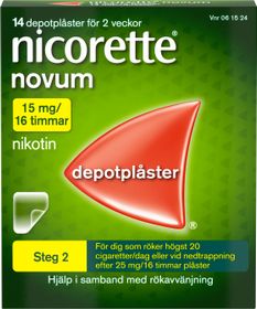 Nicorette Novum 15 mg/16 timmar Nikotin, Depotplåster, 14 styck