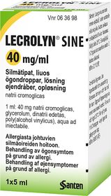 Lecrolyn sine 40 mg/ml Natriumkromoglikat, Ögondroppar, lösning, 5 milliliter