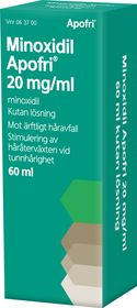 Minoxidil Apofri 20 mg/ml Minoxidil, Kutan lösning, 60 milliliter