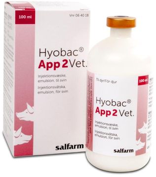 Hyobac App 2 Vet. Injektionsvätska, emulsion  Actinobacillus-/haemophilusvaccin 1 x 100 milliliter