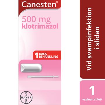Canesten 1 st mot underlivssvamp Klotrimazol, 1 st vaginaltablett 500 mg