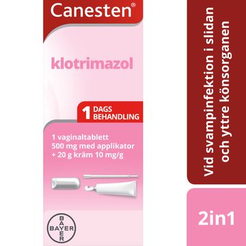 Canesten 1st vaginaltablett 500 mg + 20 g Kräm 10 mg/g 1