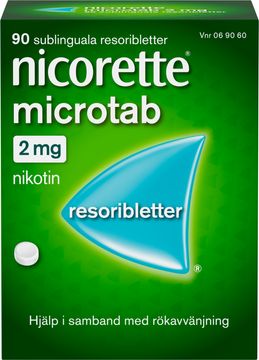 Nicorette Microtab 2 mg Nikotin, resoribletter, 90 st