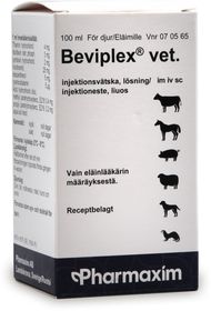 Beviplex vet. Vitamin B-komplex, Injektionsvätska, lösning, 100 milliliter