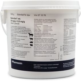 Selevitan vet. 30 mg/g+0,6 mg/g Selen, kombinationer, Granulat, 1,250 gram