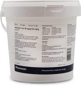 Selevitan vet. 30 mg/g+0,6 mg/g Selen, kombinationer, Granulat, 500 gram