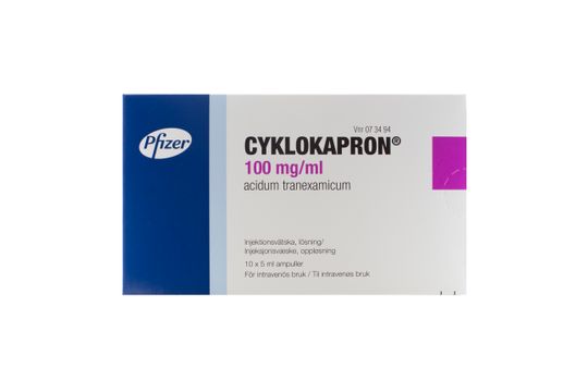 Cyklokapron Injektionsvätska, lösning 100 mg/ml Tranexamsyra 10 x 5 milliliter
