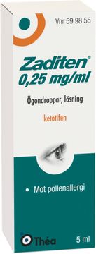 Zaditen Ögondroppar, lösning 0,25 mg/ml Ketotifen 5 milliliter