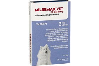 Milbemax vet. 2,5 mg/25 mg Milbemycinoxim, kombinationer, Tuggtablett, 2 styck
