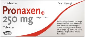 Pronaxen 250 mg Naproxen, Tablett, 20 tablett(er)