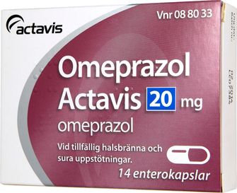 Omeprazol Actavis 20 mg Omeprazol, Enterokapsel, hård, 14 styck