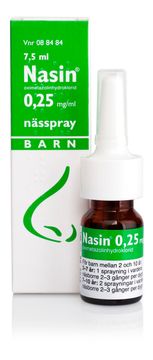 Nasin 0,25 mg/ml Oximetazolin, nässpray, lösning, 7,5 ml
