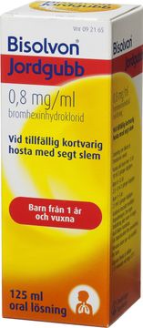 Bisolvon Jordgubb 0,8 mg/ml Bromhexin, oral lösning, 125 ml