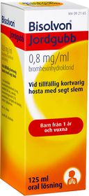 Bisolvon Jordgubb 0,8 mg/ml Bromhexin, Oral lösning, 125 milliliter