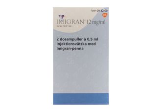 Imigran 12 mg/ml Sumatriptan, Injektionsvätska, lösning, 2 x 0.5 milliliter