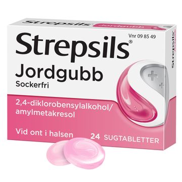 Strepsils Jordgubb Diklorobensylalkohol/Amylmetakresol, sugtablett, 24 st