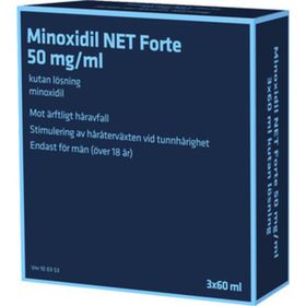 Minoxidil NET Forte 50 mg/ml Minoxidil, Kutan lösning, 3 x 60 milliliter