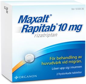 Maxalt Rapitab 10 mg Rizatriptan, Frystorkad tablett, 2 styck